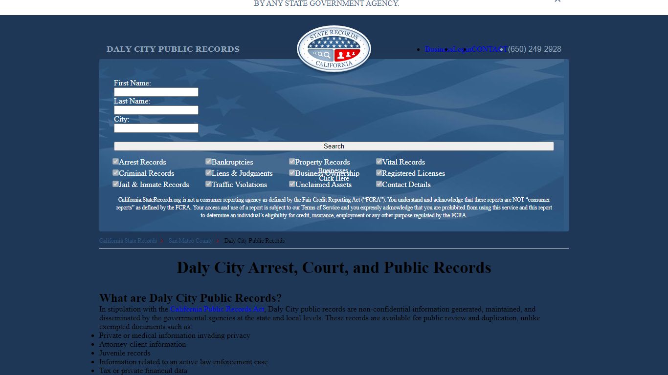 Daly City Arrest and Public Records | California.StateRecords.org