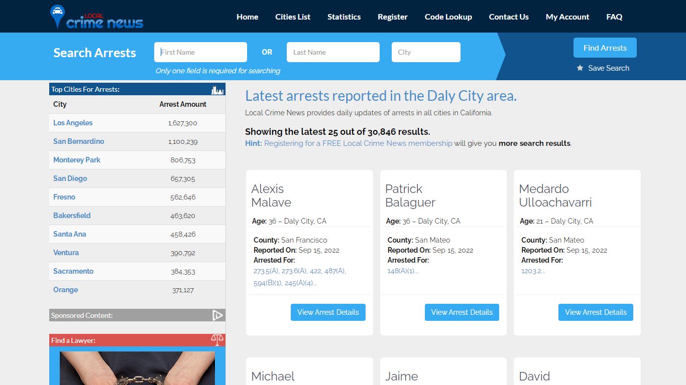 Daly City California Arrest Records | Local Crime News