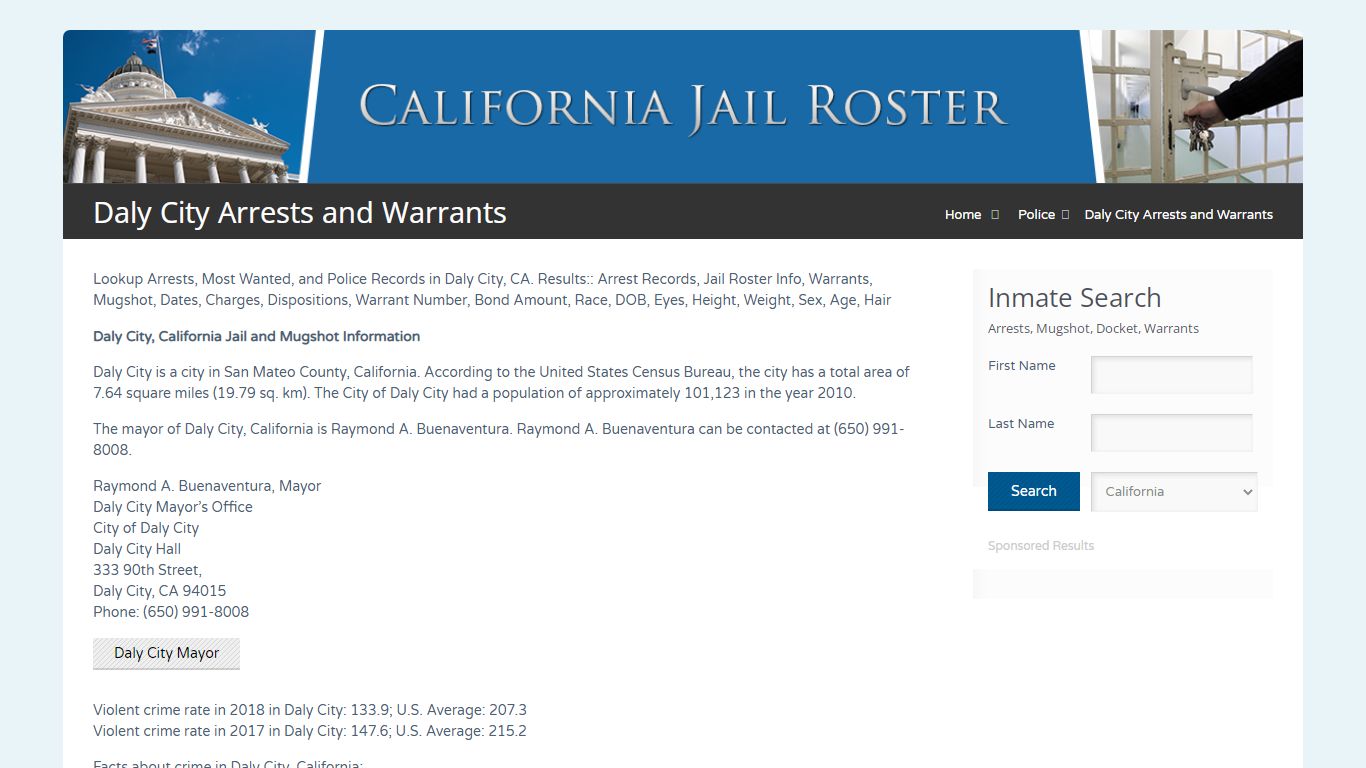 Daly City Arrests and Warrants | Jail Roster Search